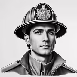 a man wearing a fireman hat