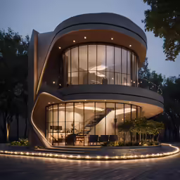 an artistically designed house with modern lighting
