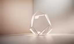 an empty glass display in front of a plain wall