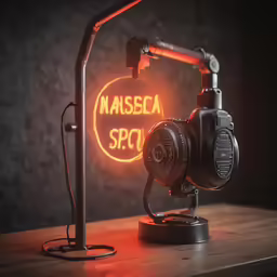 an old fashioned projector in front of a sign for masera spq