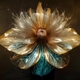 an image of a woman with a golden flower