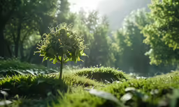 some bushes and trees in the middle of the woods