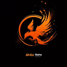 a dark background with orange and red birds and the word anxi nicholas