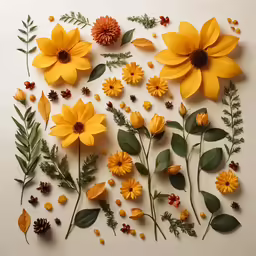 there are many different flowers placed on the table
