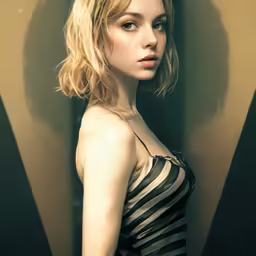 a girl is leaning up against a wall