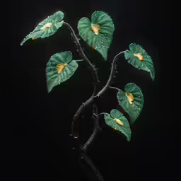 a branch with lots of green leaves on it