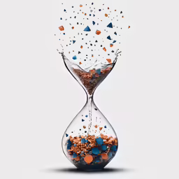 an hour - glass with an hour - scale inside of it