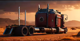 large semi truck with multiple big wheels on open land,the big rig semi is parked on the side of the road