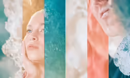 an image of man and woman combined in color