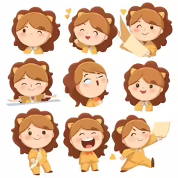 an image of cartoon girl character expressions