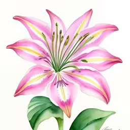 an image of a watercolor painting of pink flower