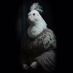 a bird is wearing feathers on its head