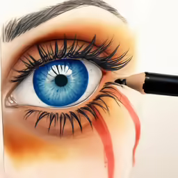 a person has their eyes painted with makeup