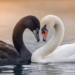 a couple of swans that are in the water