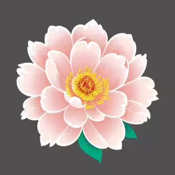 a close up of a flower on a black background,a large pink flower with green leaves,pink flower with green leaf on dark background,an image of pink flower with leaves,a drawing of a large flower with green leaves