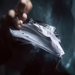 someone holds their shirt with one hand while putting its pocket open