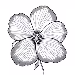 an ink drawing of a large flower,a four leaf clover is a popular herb in the hawaiian native flower garden