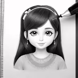 the girl is drawn in an illustrated style