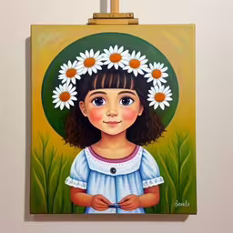 a picture of a girl wearing flowers in her hair