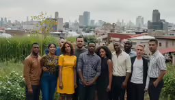 a group of people standing on top of a hill