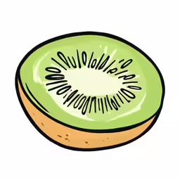 a piece of kiwi is cut in half