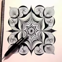 a drawing of an intricately designed circle,an intricate design, made with pen and paper