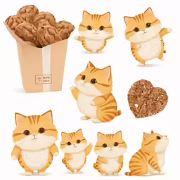 a paper cut out that looks like a cat and other cats sitting around