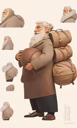 a cartoon image of a person with many bags on his back