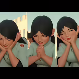 some animated figures are posed to look like their heads