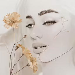 this girl is holding the flower to her lips