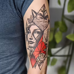 a woman with tattoos on her arm