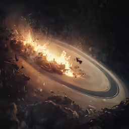 a close up of a fire flying through the air