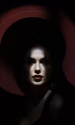 a woman with black makeup and large hat