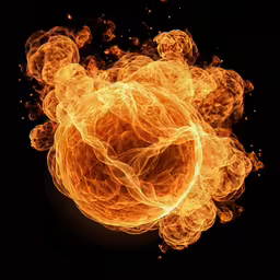 flames and iceballs against black backdrop with light
