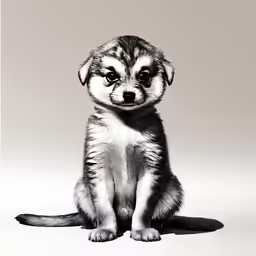 a black and white photo of a baby animal