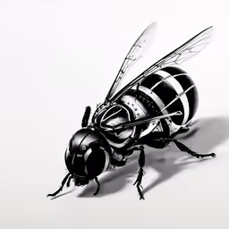 a black and white insect with a striped pattern on its body