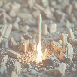 an object being photographed in front of some rocks