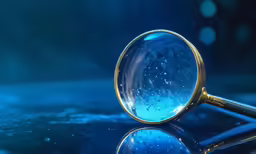 a close - up view of a raindrop looking through a magnifying glass