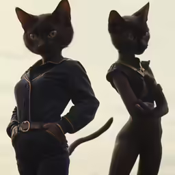 a couple of cats standing next to each other