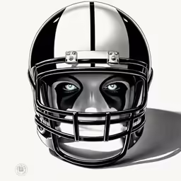 a drawing of a football helmet that looks like a face