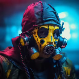 a person wearing a gas mask and goggles
