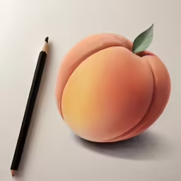 an image of a peach and a pen