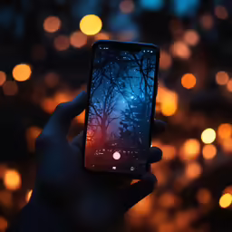 a hand holding up a cell phone with a picture on it