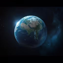 a blue planet with a black background