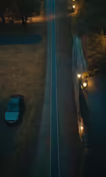 an overhead view of a car and its headlights
