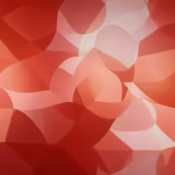 the abstract art piece of painting has many large red and white shapes
