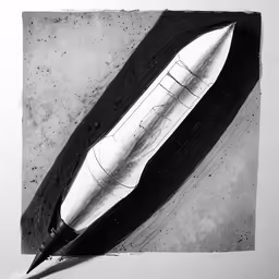 a drawing of a white paper with a black pencil on top