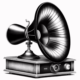 a drawing of an old fashioned gramphone on top of a radio