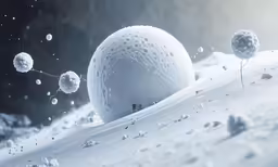 a large white ball that is in the snow
