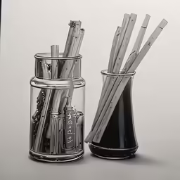 a picture of several empty cup and container